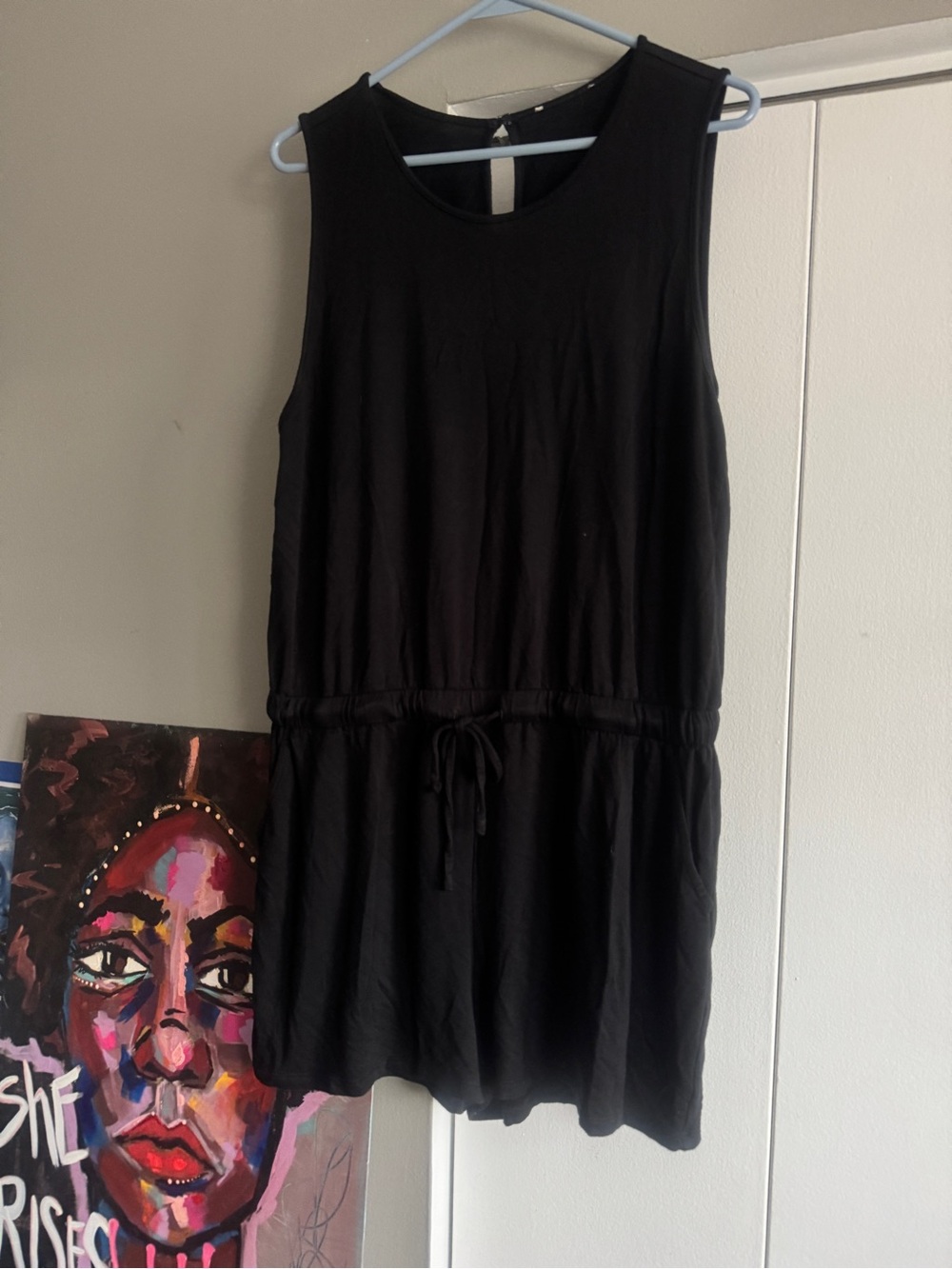 Essential Black Sleeveless Jersey Romper with Pockets size L/XL - Picture 2 of 10